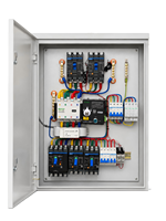 Boîtier de distribution d'alimentation double ATS industriel 380V AC avec stabilisateur de tension 50KVA, relais de séquence de phase, panneau de commande IP54