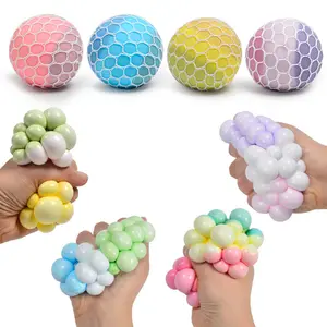 Bola de malla blanda de uva colorida de 6cm para aliviar el estrés, juguetes antiestrés para niños, regalos, Bola de malla blanda de uva colorida