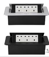 Prise de courant escamotable industrielle avec 3 prises, 1 port USB Type-C, 13A/16A, en alliage d'aluminium, IP20, BS/UK/EU
