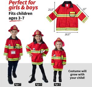 Costume de <span class=keywords><strong>pompier</strong></span> pour enfants, jeu de rôle d'Halloween, rouge, accessoires de <span class=keywords><strong>pompier</strong></span> pour enfants de 3 à 7 <span class=keywords><strong>ans</strong></span>, unisexe, polyester - Product Image 3