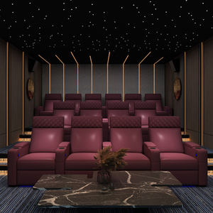 Set Sofa bioskop kulit butiran, kursi malas elektrik dengan nampan untuk teater film ruang tamu - Product Image 5