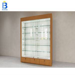 Loja de varejo Móveis Madeira Cor Cigar <span class=keywords><strong>Display</strong></span> <span class=keywords><strong>Cabinet</strong></span> com iluminação LED Vidro Showcase para charutos - Product Image 1