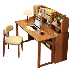 Bureau d'ordinateur pliable en bois massif, bureau d'étude extensible pour la maison, le bureau, la chambre d'étudiant, design moderne et simple - Product Image 5