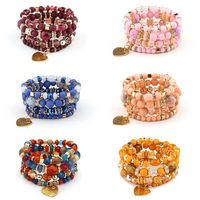 Bracelets en perles de verre multicouches de luxe NYY pour femmes, ensembles de bracelets à pendentif cœur de haute qualité, tendance