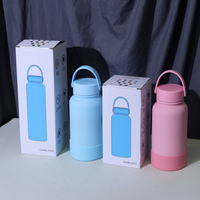 Botol Air Stainless Steel 304 Kapasitas Besar 1L Custom, Termos Vakum Dinding Ganda dengan Pegangan untuk Olahraga, Gym, dan Portabel