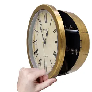 Secret Hidden Compartment Plastic Wall Clock Diversion gun safes for Valuables Storage Golden color