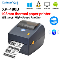 Xprinter Printer POS kode batang, Printer kode batang termal langsung 480B USB/WiFi/LAN 108mm maksimal pengiriman stiker Label Printer 203dpi