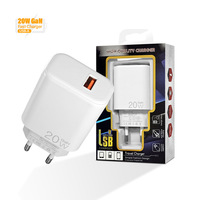 Gan 20W Plug Fast Speed EU Pin Charger Noir Blanc USB Wall Charger pour iPhone 16 Tablet Smart Watch Mobile Phone Electric Type