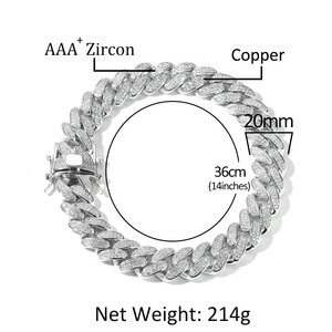 Collana <span class=keywords><strong>da</strong></span> <span class=keywords><strong>Uomo</strong></span> Placcata Oro con Diamanti Ice Out, Catena Piatta Popcorn <span class=keywords><strong>da</strong></span> 15mm, Garanzia di Qualità, per Anniversario - Product Image 5