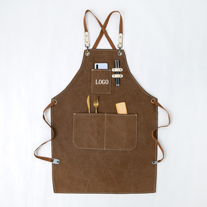 Tablier de cuisine en toile de coton personnalisé avec logo brodé pour <span class=keywords><strong>chef</strong></span>, serveur, cuisine, nettoyage - Product Image 3