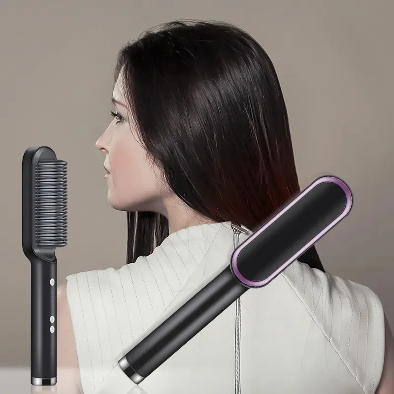 Alisamento Escova Elétrica Hot Comb Straightener Pente Íon Negativo Anti-escaldante Styling Tool Hair Straightener Brush