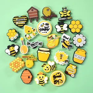 Pvc Shoe Charms Honey Bee Shoes Accessories Clog Charms Wholesale Bee Charms Diy Soft Pvc Decoration Clog Accessories