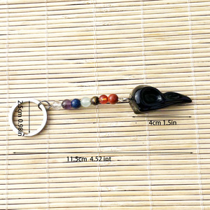 Tự Nhiên Pha Lê Raven Hộp Sọ Đá Quý Móc Chìa Khóa Bất Đá Chữa Bệnh Pha Lê Hộp Sọ Đầu Vòng Chìa Khóa - Product Image 2