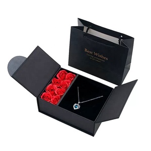 S999 Silver Necklace Rose Soap Flower Gift Box for Girlfriend <strong>Wife</strong> Mom <strong>Valentine</strong> Mother's Day Birthday Gift - Product Image 1