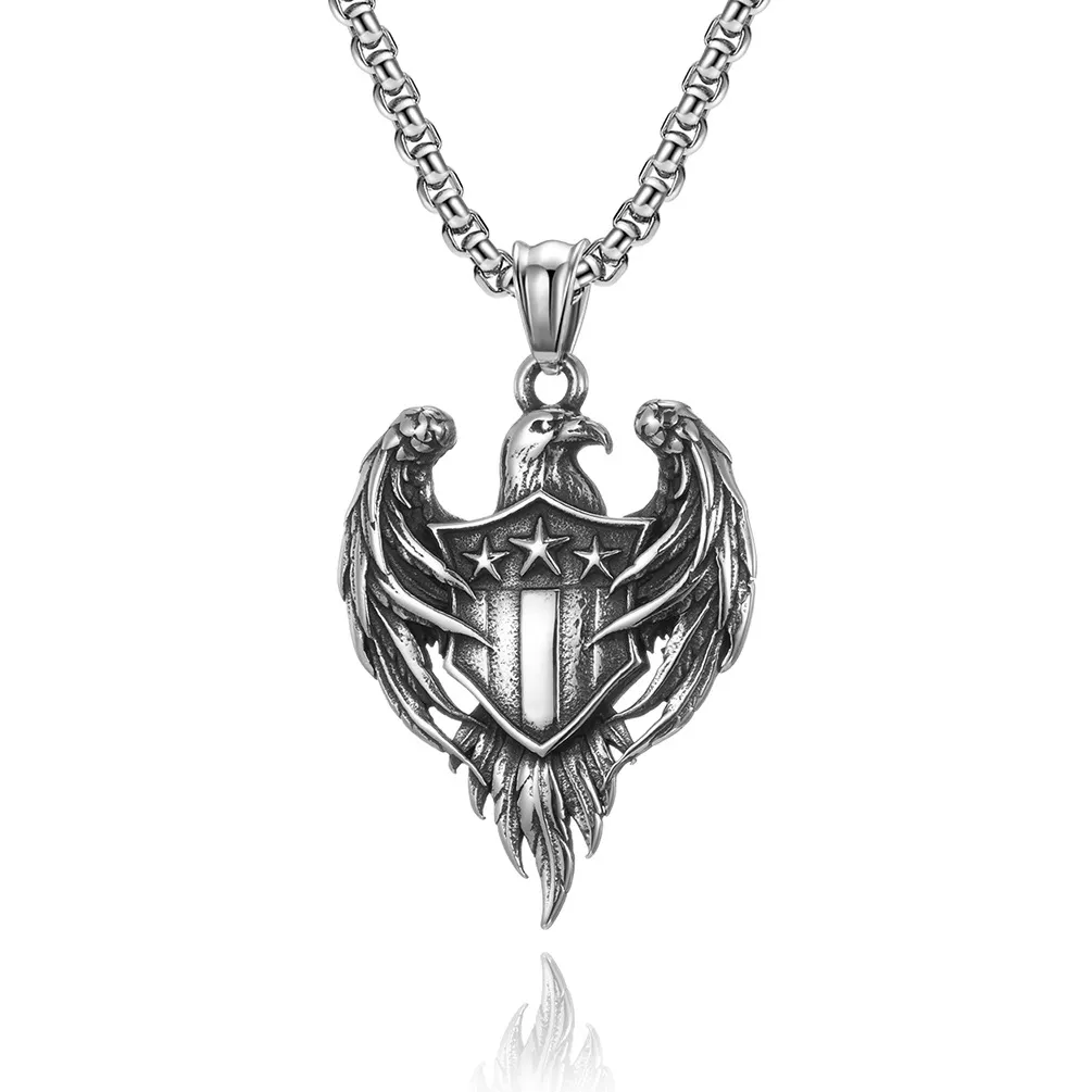 E-commerce supply wholesale 2022 new stainless steel ins style street tide brand hip-hop eagle necklace boys
