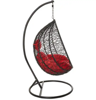 Chaise d'extérieur en rotin pour hamac avec cadre en métal, balançoire à oeufs pour adultes, noire
