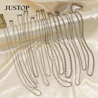 JUSTOP Collier à chaîne en acier inoxydable plaqué or argent, long, unisexe, OEM/vente en gros, personnalisé, imperméable, style Europe Amérique