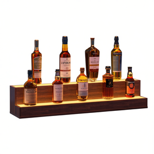 Estante de Exhibición para Botellas de Licor de Nogal con Iluminación LED de 37 Pulgadas, Control Remoto, Regulable, para Bar en Casa, Independiente - Product Image 1