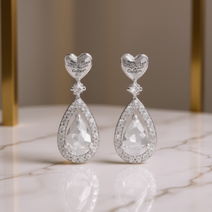 Boucles d'oreilles pendantes Golden E3230 en cristal taille poire avec strass sertis clos, bijoux de mode pour femme pour mariage - Product Image 2