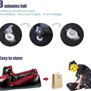 PVC Inflatable <b>Sofa</b> <b>Bed</b> Inflatable Red <b>Sofa</b> with Household Air Pump Portable Lounge <b>Chair</b> Relaxation Tools for Bedroom - Product Image 4