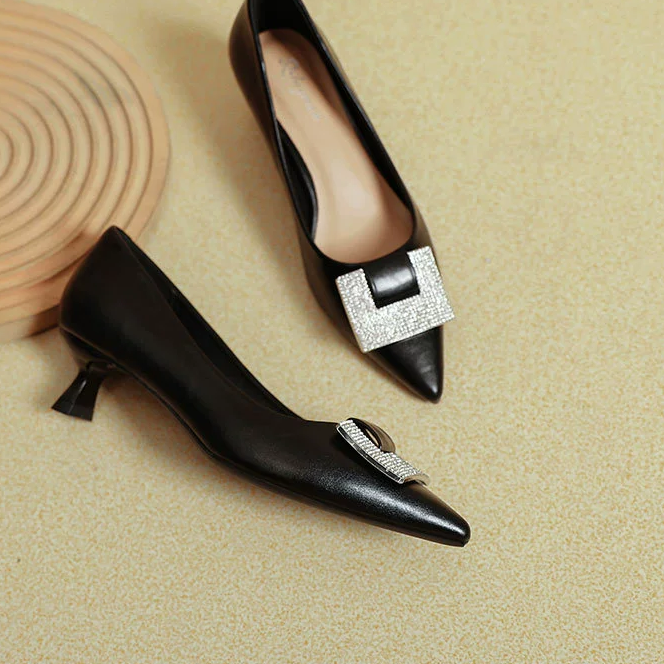 สีดำ/ส้น4ซม