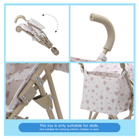 Poussette de poupée Dollri Starri Floral Classic Basic avec capuche pour tout-petits avec sac à dos Poussette de poupée