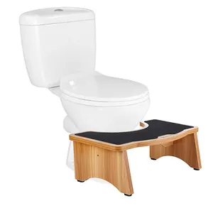 Private Label Wooden Squat Potty Stool Standard Bathroom Toilet Stool Curve Lightweight With Sleek