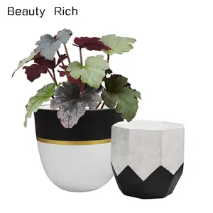 6,3 Inch Packung 2 Moderne Weiß Geometrische Octagon & Runde Orchidee Kaktus Kraut Pflanzer Töpfe für Wohnkultur