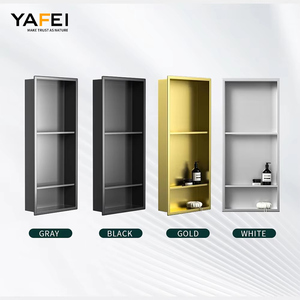 Estante de <span class=keywords><strong>ducha</strong></span> empotrado de nicho de pared sin azulejos negro mate para almacenamiento de baño instalación incorporada - Product Image 4