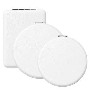 Custom Logo Printing Round <b>Compact</b> <b>Mirror</b> Double Sided Portable Travel <b>Mirror</b> White Leather <b>Mirror</b> Etching for Christmas Gift - Product Image 1