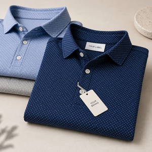 Chemises Polo Homme Manches Courtes Micro Points Premium Décontractées Personnalisables Logo Privé Fabricant Fournisseur OEM ODM - Product Image 1