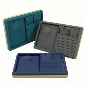 Bandeja Organizadora de Joyería Rectangular de Terciopelo con 6 Compartimentos para Anillos y Collares, Bandeja de Embalaje de Joyería Personalizada - Product Image 2