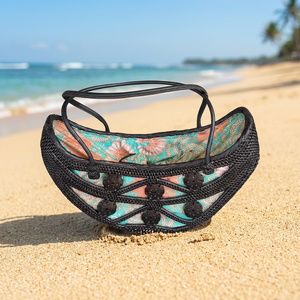 Bolso de Playa de Paja Estilo Bohemio, el Más Vendido en Indonesia, Color Sólido, Forro de Poliéster, Diseño Bordado, Estilo Veraniego, Cierre Abierto - Product Image 1