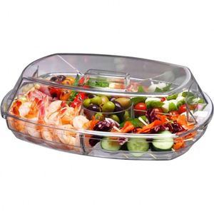 4 Compartment Transparent Lid Appetizers on Ice Tray With Lids Fruit <strong>Serving</strong> Trays Party Platters Ice Chilling Fruit Tray - Product Image 5