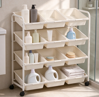 Étagère de rangement multifonctionnelle à quatre niveaux, écologique, imperméable, sur pieds, avec roulettes, pour salon, cuisine, salle de bain