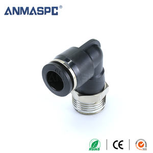 Zwarte kunststof <span class=keywords><strong>PL</strong></span>-serie pneumatische fittingen, roterende push-in luchtfittingen, 90 graden elleboog voor magneetventiel - Product Image 5