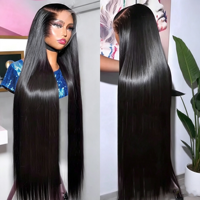 Wig Rambut Asli Manusia 40 Inch Full Lace Front, Kutikula Tertata Rapi, Rambut Mentah, Wig Rambut Asli Manusia 13x4 Lace Front, Wig HD Lace Front untuk Wanita Kulit Hitam