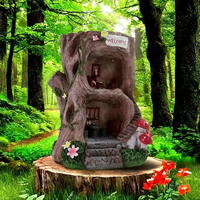 Souche d'arbre illuminée sur le thème des animaux Fée Maison Résine Ornement Peint à la main Décor Lumières Jardin Extérieur Paysage Modèle d'affichage