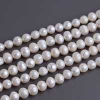 Perles d'eau douce naturelles 10-11 mm, haute brillance, blanches, baroques, presque rondes, pour la fabrication de bijoux, collier DIY