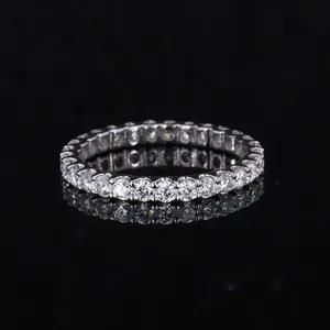 Full Eternity Bands Ring 14k Gold Jewelry White Moissanite Handmade Wedding Rings