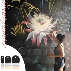 Pincel de pintura acrílica con logotipo personalizado, pincel profesional de nailon con mango de madera, juego de pinceles planos anchos negros para bricolaje - Product Image 5