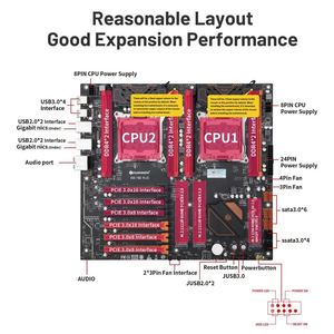 เมนบอร์ด South China Gold X99-F8DPLUS DDR4 รองรับซีพียูแบบ Dual Socket สำหรับเดสก์ท็อปเซิร์ฟเวอร์ใหม่ พร้อมโปรเซสเซอร์ E5-2696v3 ชิปเซ็ต X99 - Product Image 3