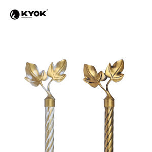 Ensemble de tringles à rideaux KYOK en or moderne avec décoration en feuilles, antirouille et durable pour le salon, la chambre à coucher, l'extérieur et le balcon - Product Image 3