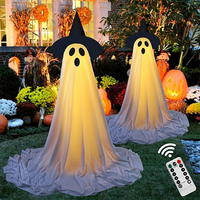 Décorations d'Halloween pour l'extérieur, décorations de fête d'Halloween pour l'intérieur, décorations fantômes scintillantes avec lumières télécommandées