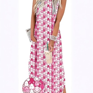 Versatile <b>Elastic</b> Waist Boho Summer Print Washed A-line Slim-fit Sleeveless Mini <b>Dress</b> - Product Image 3