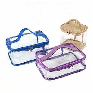 Custom <b>Clear</b> Transparent PVC Makeup Pouch Organizer Travel Home Cosmetic <b>Toiletry</b> Storage <b>Bag</b> with Zipper and Durable Handle - Product Image 2