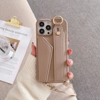 Étui portefeuille en cuir avec dragonne et anneau de suspension pour iPhone 17 16 11 12 13 14 15 Pro Max, avec porte-cartes