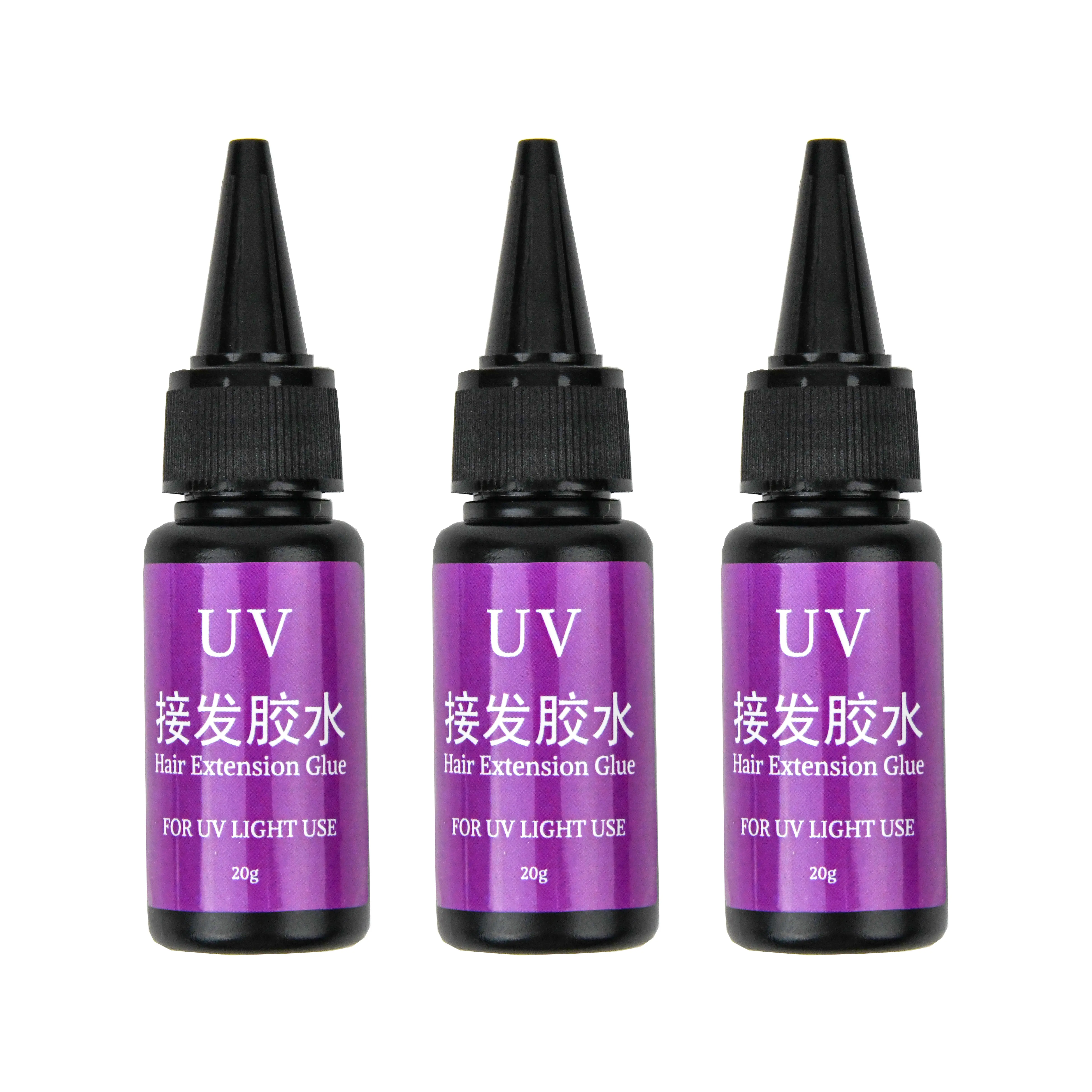 مجموعة أدوات تطويلات الشعر آمنة طبياً وصلات شعر جديدة لاصقة UV لصق مع مزيل