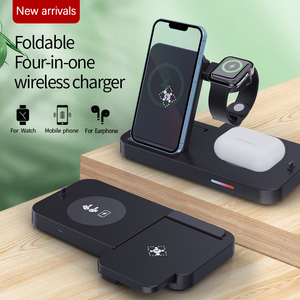 Chargeur sans fil magnétique 4 1 <span class=keywords><strong>Station</strong></span> <span class=keywords><strong>de</strong></span> <span class=keywords><strong>charge</strong></span> <span class=keywords><strong>multi</strong></span>-téléphone portable pliable pour microphone iPhone 15 Pro Max - Product Image 3