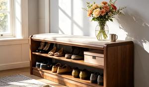 Modern Solid Wood Entryway <b>Bench</b> With 3 Shelves <b>Shoe</b> Storage Freestanding Home Furniture For Entryway Use - Product Image 5